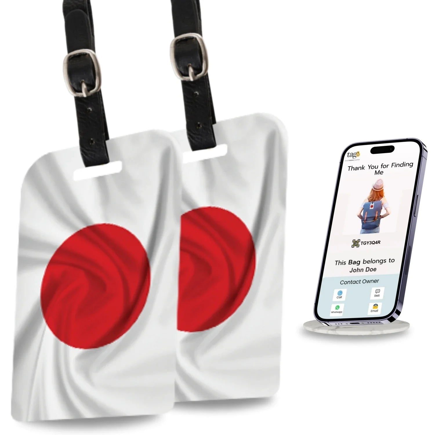 Smart Bag Security Tag - Japan Flag [Pack 2]-0