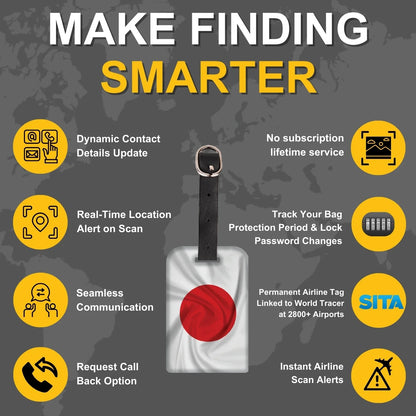 Smart Bag Security Tag - Japan Flag [Pack 2]-3